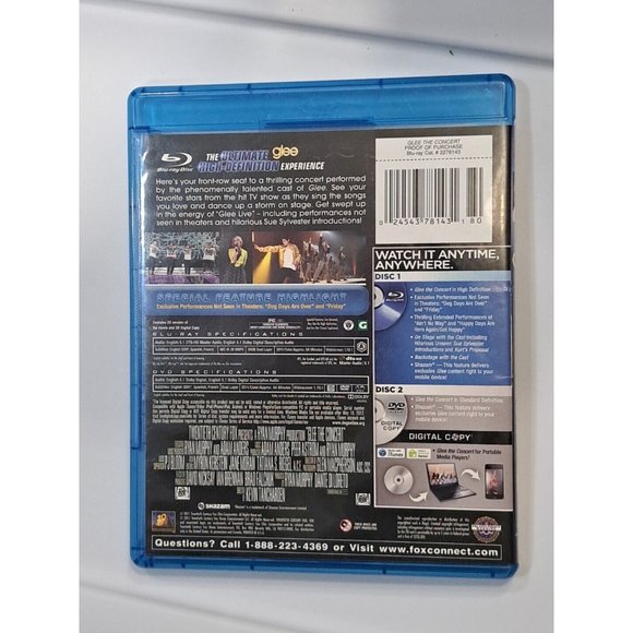 Glee The Concert (Blu-ray + DVD + Digital Copy, 2011, 2-Disc Set) - Picture 2 of 3